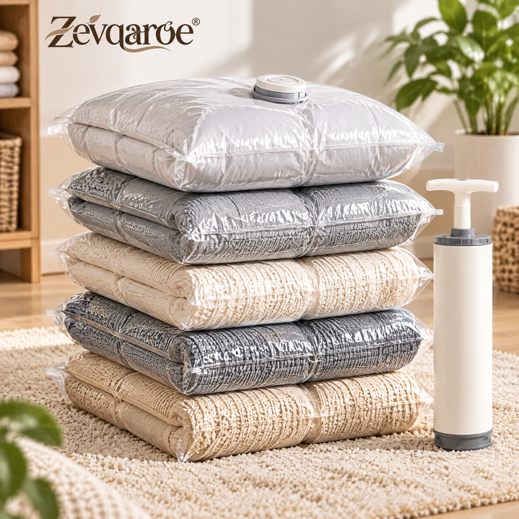 Zevqaroe™ Space-Saving Vacuum Storage Bag Set with Hand Pump
