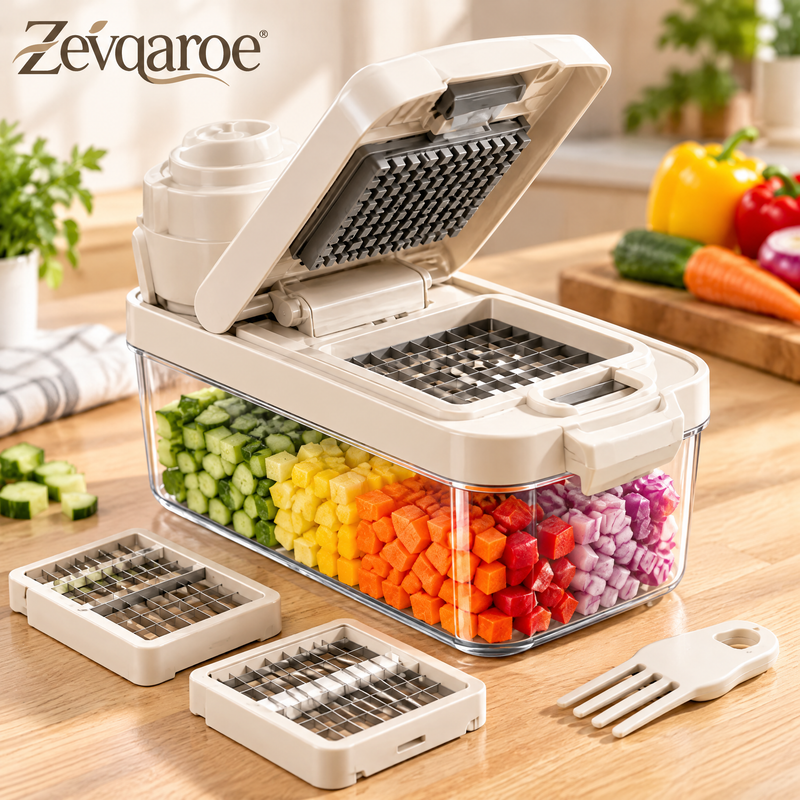 Zevqaroe™ Multi-Function Vegetable Chopper & Dicing System