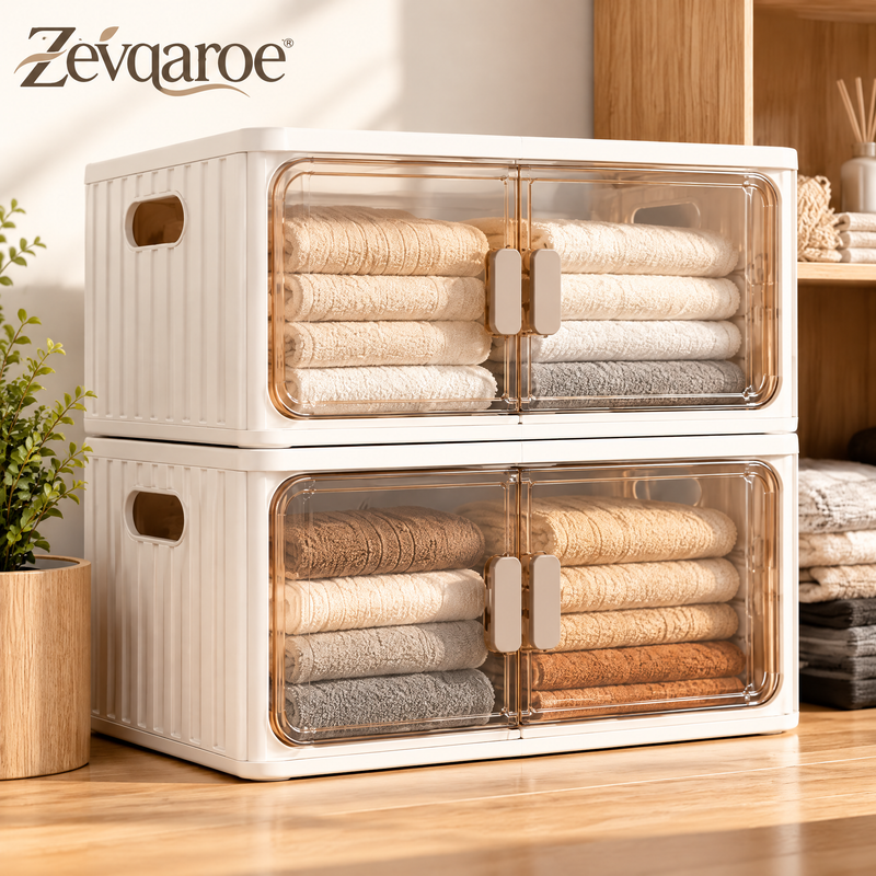 Zevqaroe™ Stackable Clear-Front Storage Organizer