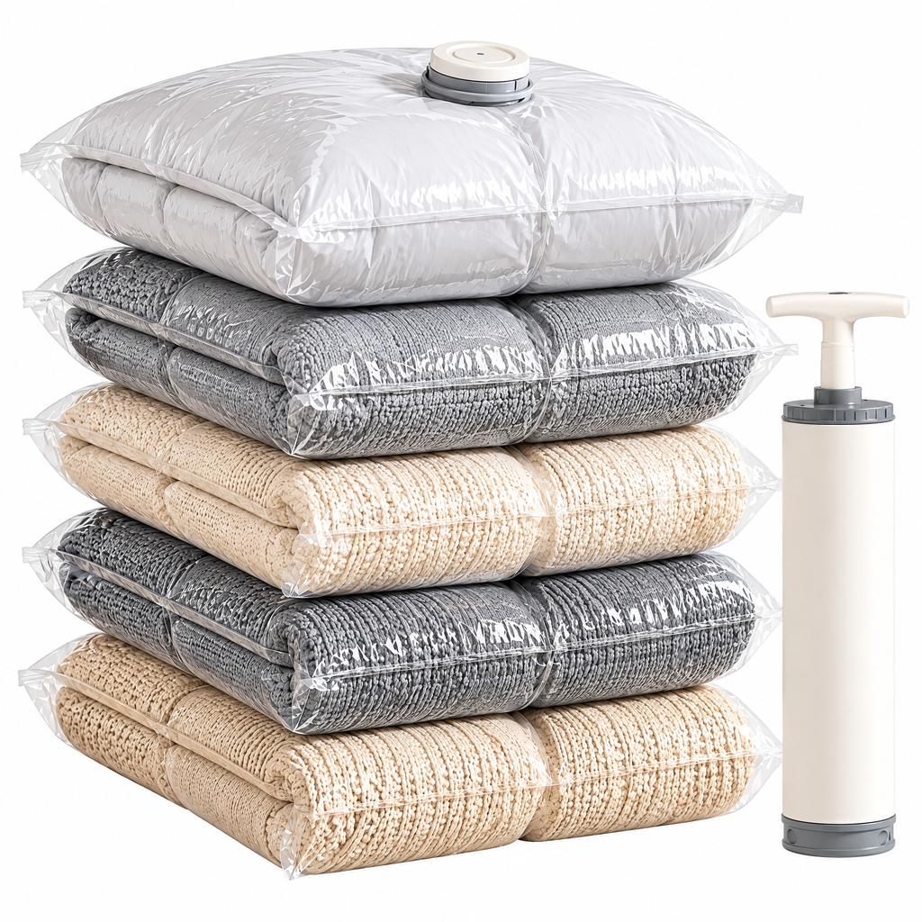 Zevqaroe™ Space-Saving Vacuum Storage Bag Set with Hand Pump
