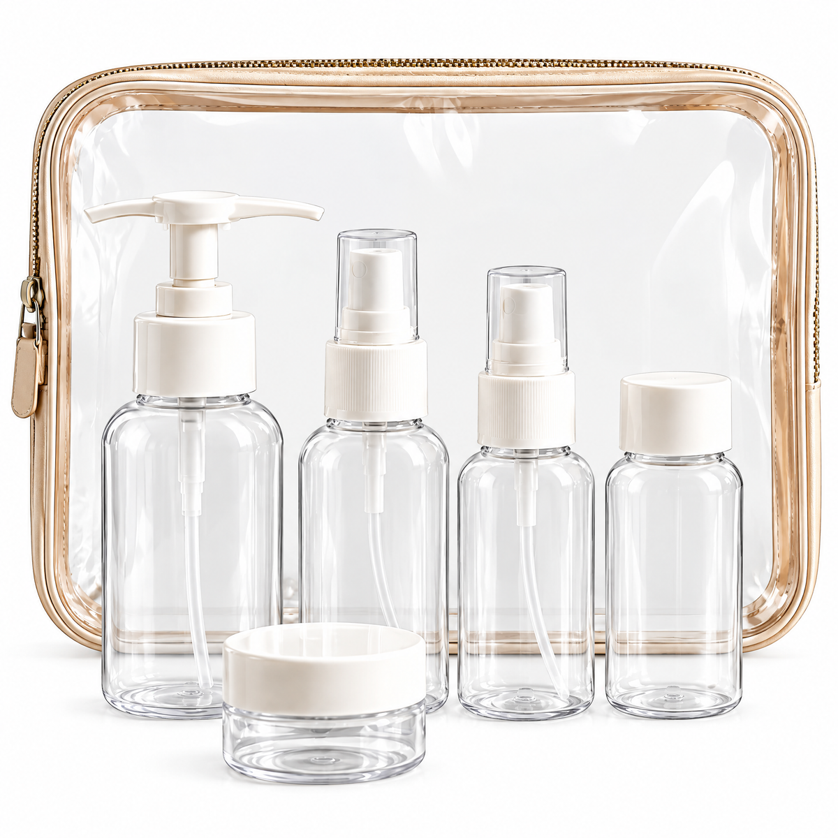 Zevqaroe™ Clear Travel Toiletry Bottle & Container Set