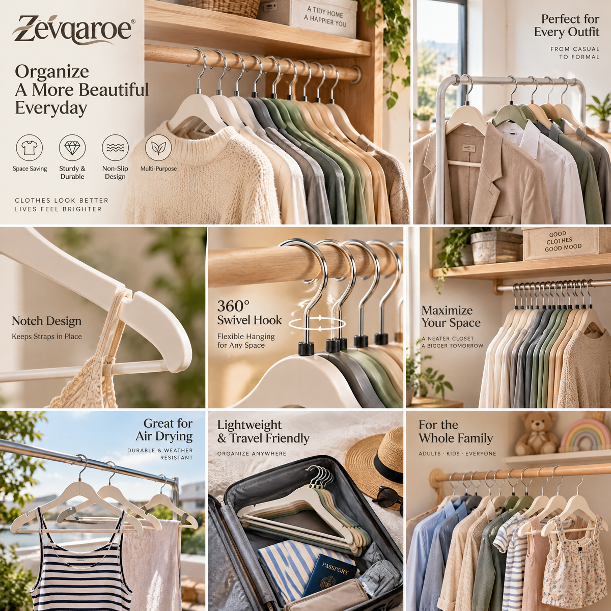 Zevqaroe™ Slim Non-Slip Clothes Hanger Set