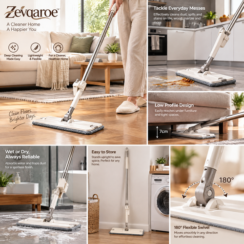 Zevqaroe™ Flexible Flat Mop for Everyday Floor Care
