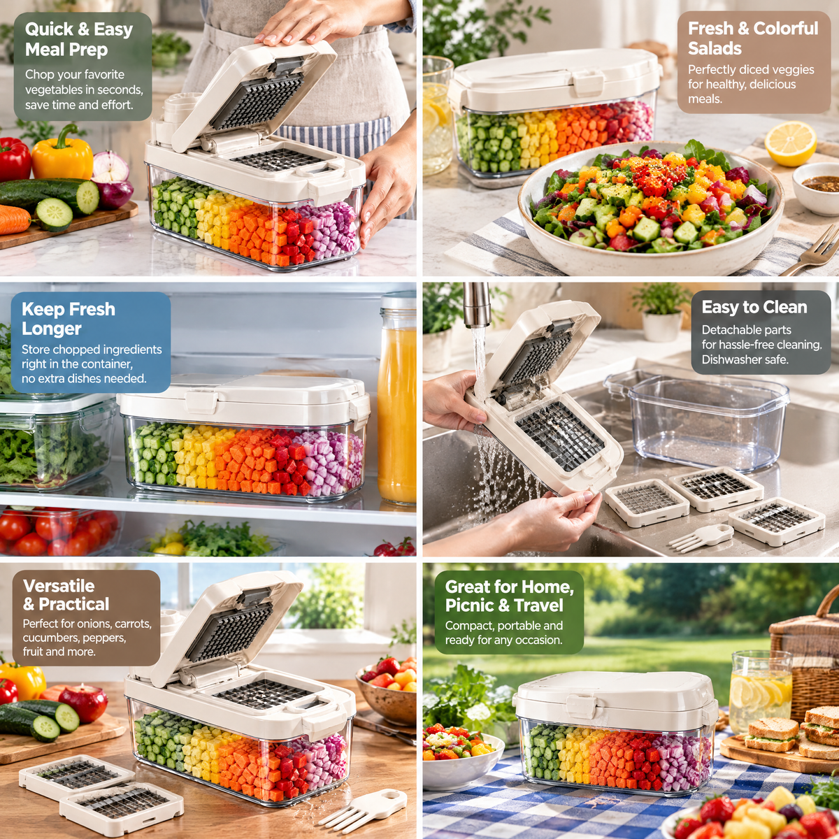 Zevqaroe™ Multi-Function Vegetable Chopper & Dicing System